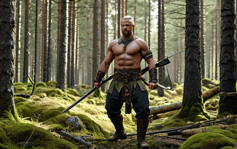 A warrior focused on Strength and Constitution, balancing physical attack power and survivability in a Swedish forest setting.